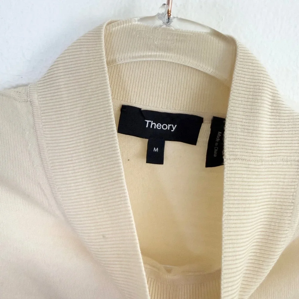 Theory Regal Wool Mock Neck Sweater Shell Ivory Sleeveless Knit Top M